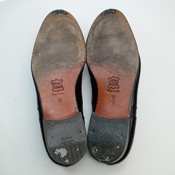 Steeple Gate Men Black Leather Cap Toe Oxford Dress Shoe Vero Cuoio Italy Sz 12 main image 4
